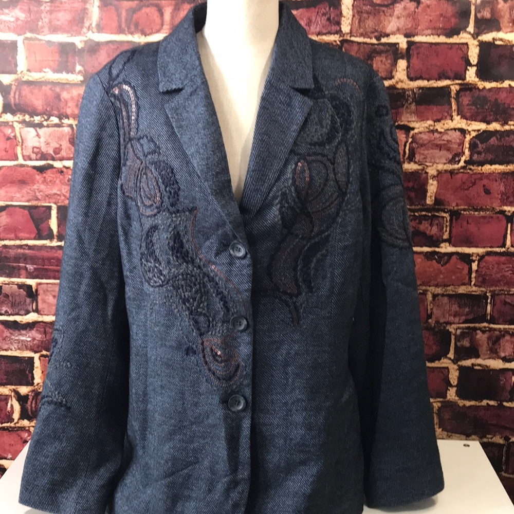 NEW-Coldwater creek riding jacket embroidered